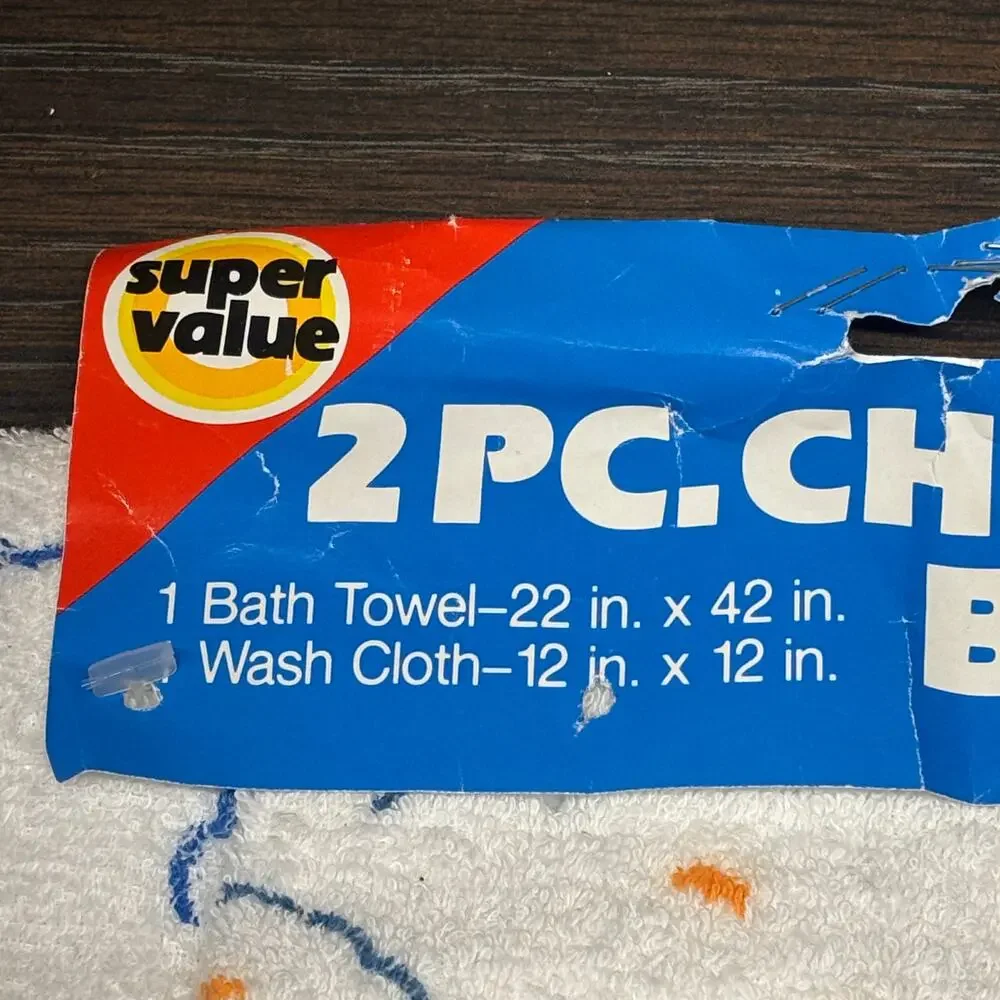 Vintage Children’s Bath Set Towel 22inx42in Washcloth 12inx12in 2 PC 1992